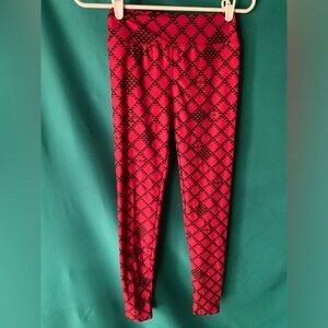LuLaRoe Red and Black Diamond Pattern Leggings